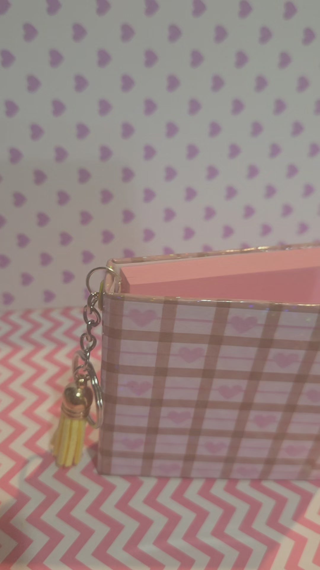 Pastel Heart Plaid Sticky Note Holder.